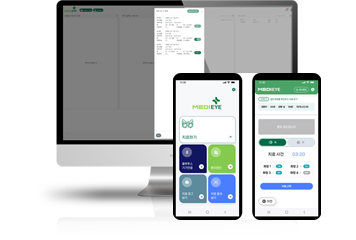 안질환 전자약 MEDI-EYE 플랫폼 웹 앱 화면 & 디지올 CI